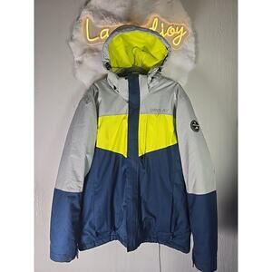 OROLAY Mens Ski Snowboard Jacket Insulated Waterproof Navy Green Neon XL